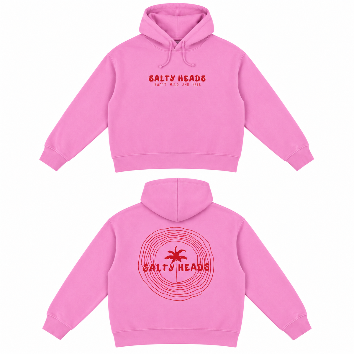 Happy wild and free // Hoodie „rosa/rot“ Frauenversion (Cropped)
