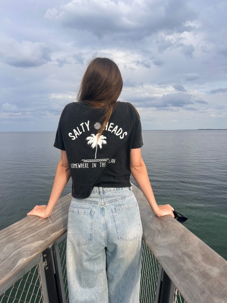 Ocean // Crop Top "weiss, schwarz"
