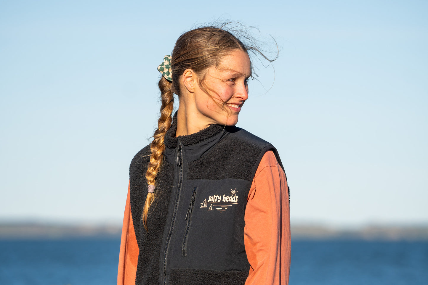 Nordwind// Fleece Weste " beige, schwarz"