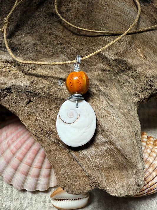 Muschelkette silber/orange/natur