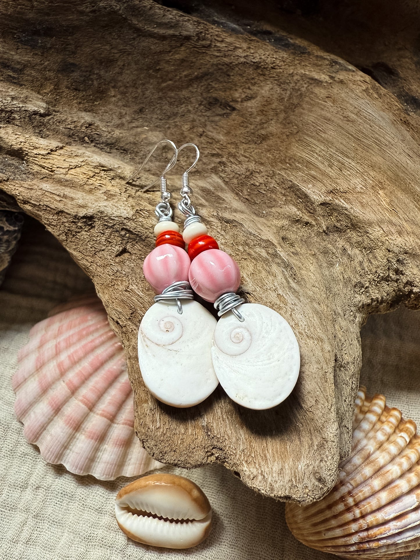 Ohrringe silber/rosa/rot