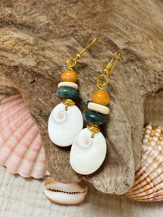 Ohrringe gold/grün/natur