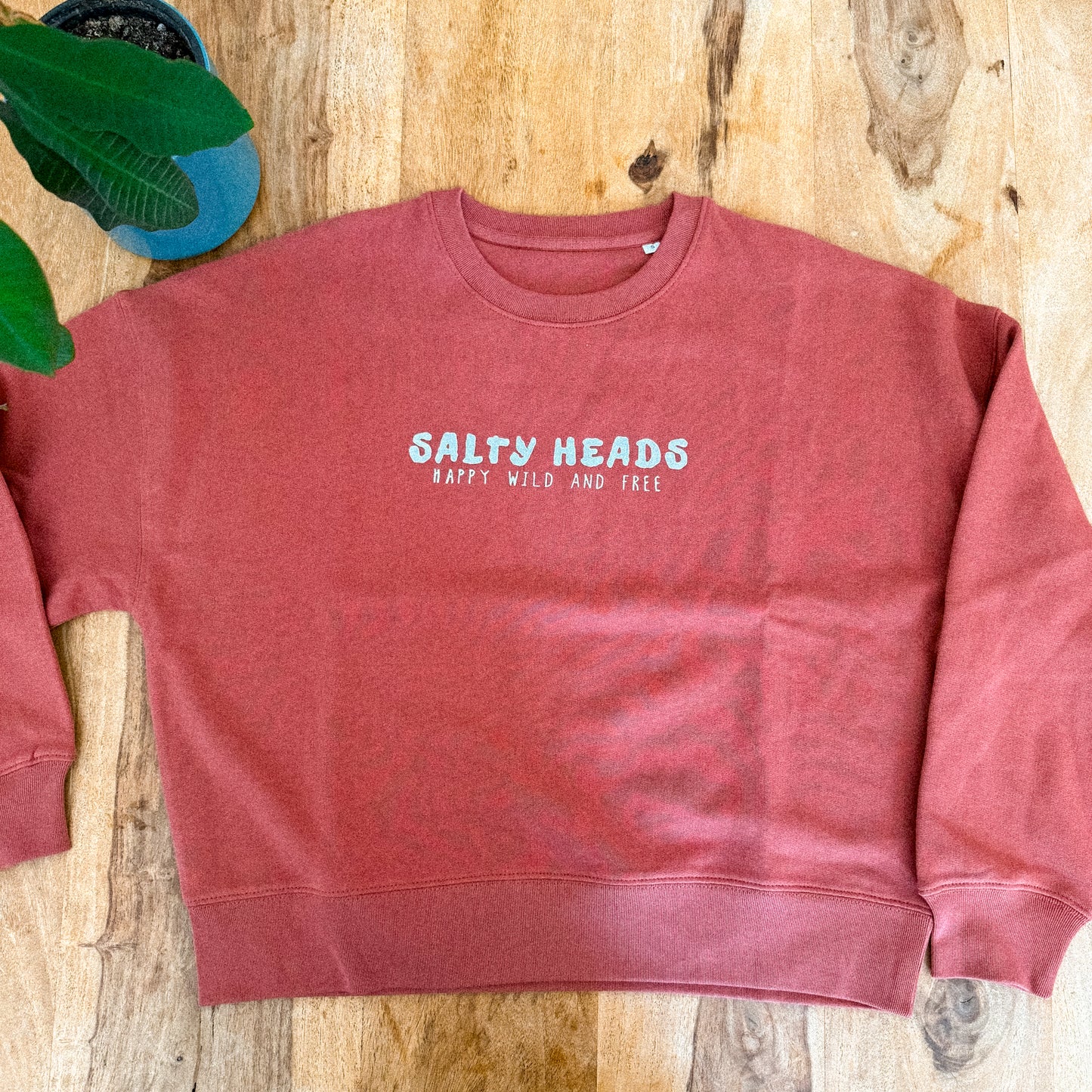 HAPPY WILD AND FREE// Sweater "smaragf, hellblau, rostbraun"
