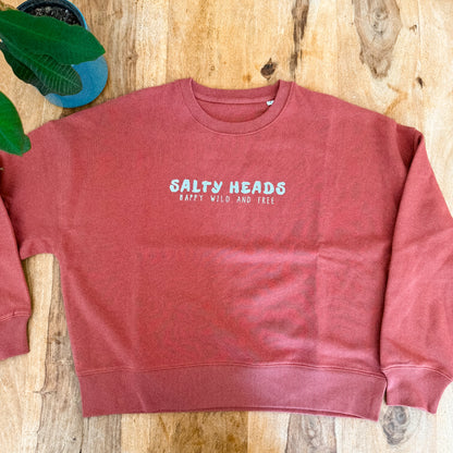 HAPPY WILD AND FREE// Sweater "smaragf, hellblau, rostbraun"