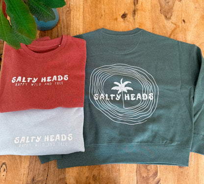 HAPPY WILD AND FREE// Sweater "smaragf, hellblau, rostbraun"