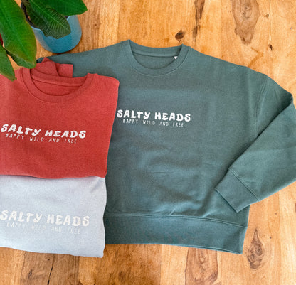 HAPPY WILD AND FREE// Sweater "smaragf, hellblau, rostbraun"