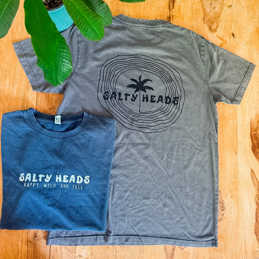 Happy wild and free// Washed Shirt "blau, grau"