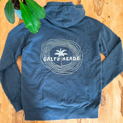 Happy wild and free // Washed Hoodie "blau, schwarz"