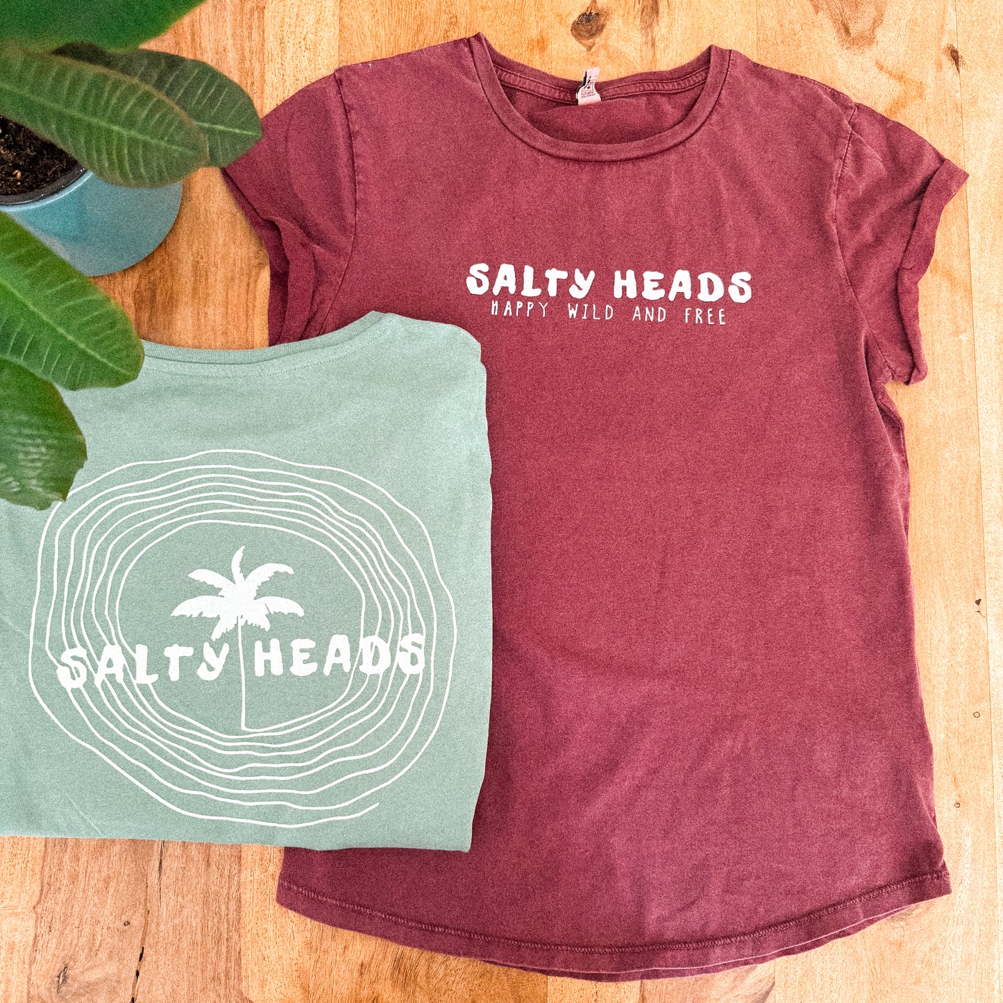 Happy wild and free // T-Shirt "mint, rot"