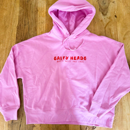 Happy wild and free // Hoodie „rosa/rot“ Frauenversion (Cropped)