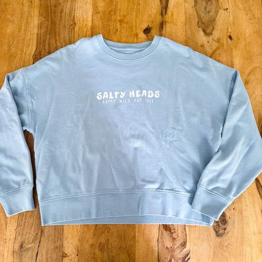 HAPPY WILD AND FREE// Sweater "washed light blue"