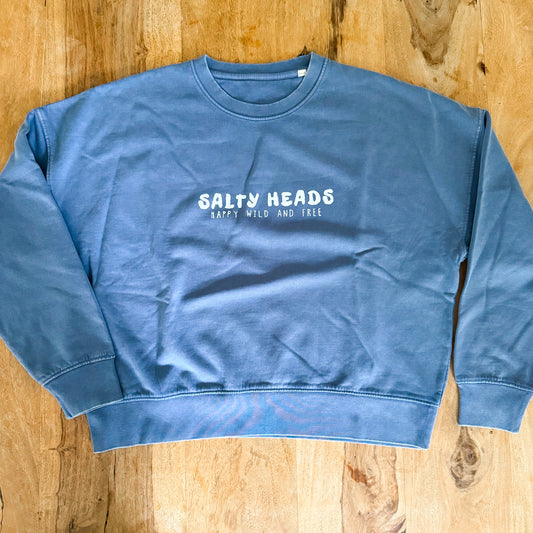 HAPPY WILD AND FREE// Sweater "washed denim blue"