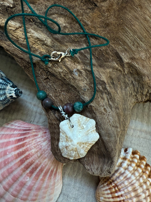 Muschelkette silber/grün