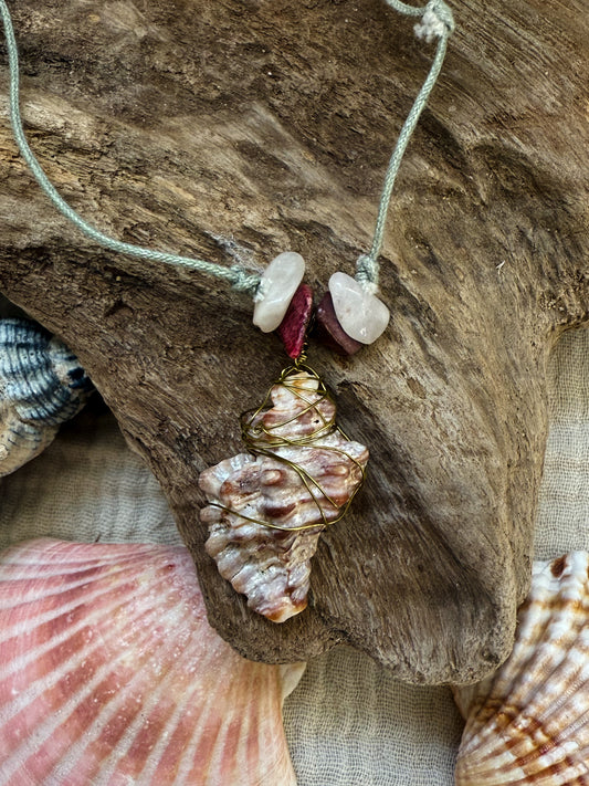 Muschelkette gold/grün