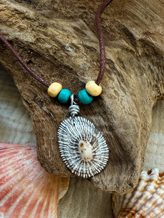 Muschelkette silber/braun/mint