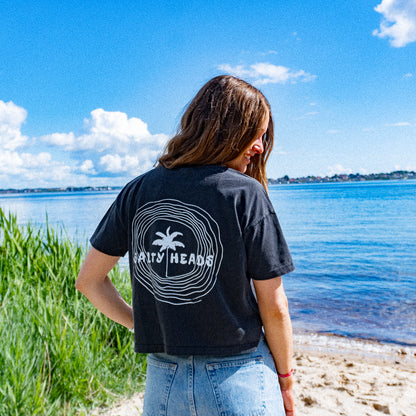 Happy wild and free// Crop Top "verwaschenes schwarz"
