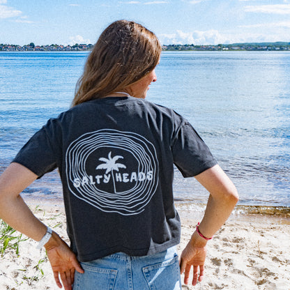 Happy wild and free// Crop Top "verwaschenes schwarz"