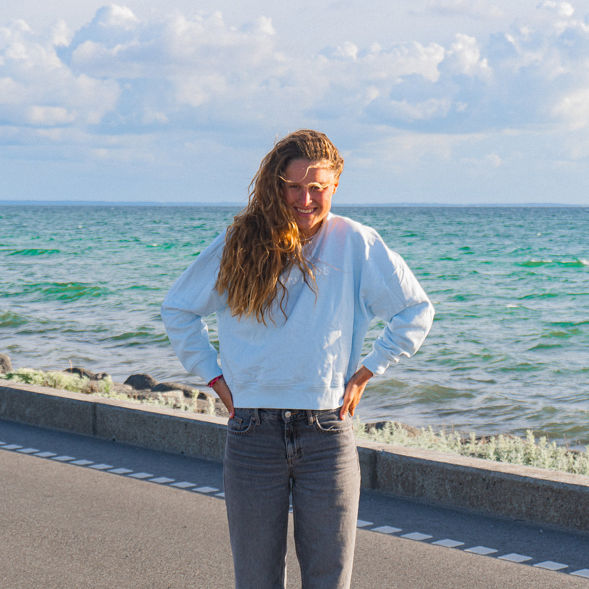 HAPPY WILD AND FREE// Sweater "smaragf, hellblau, rostbraun"