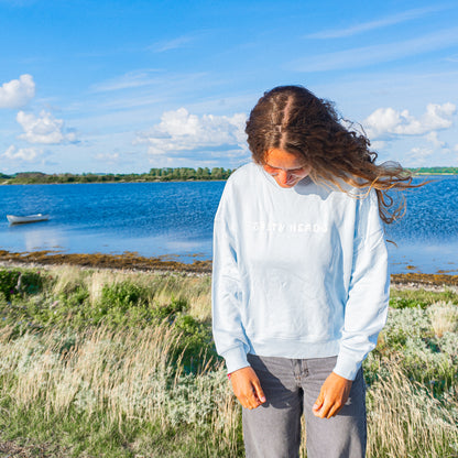 HAPPY WILD AND FREE// Sweater "smaragf, hellblau, rostbraun"