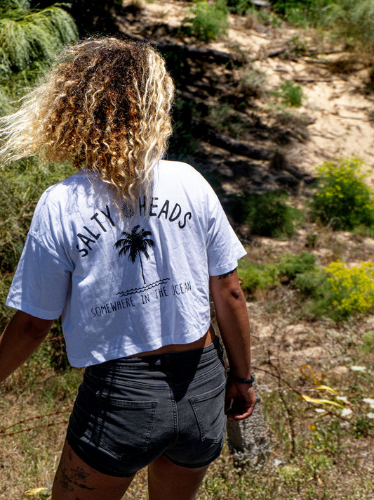 Ocean // Crop Top "weiss, schwarz"